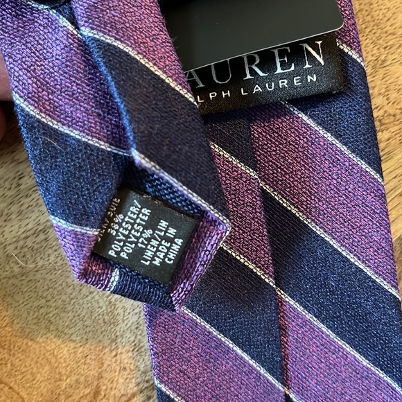 RALPH LAUREN Mens SLIM tie Graphic Stripe Print Purple & Blue Career fun $89 NEW - Picture 15 of 16